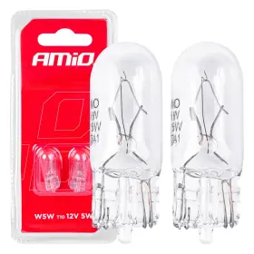 AMIO Halogenové žárovky T10 W5W W2.1x9.5d 12V 2ks blistr