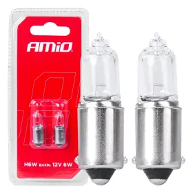 AMIO Halogenové žárovky H6W 12V 6W BAX9S white 2ks blistr