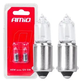 AMIO Halogenové žárovky H5W 12V 5W BAX9S white 2ks blistr AMIO-03354