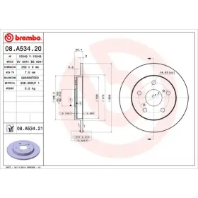 BREMBO Brzdový kotouč plný Ø259mm 08.A534.21