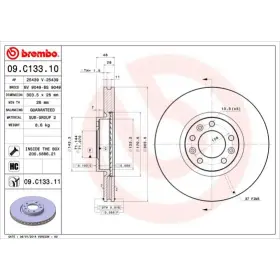 BREMBO Brzdový kotouč větraný Ø304mm 09.C133.11