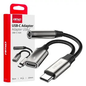Adaptér AMiO USB-C Splitter na USB-C + Mini-Jack 3,5 mm 10 cm