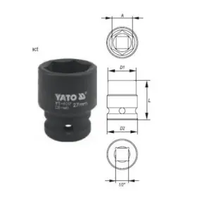 Yato - Nadstavec rázový šesťhranný krátky 1/2", 13mm