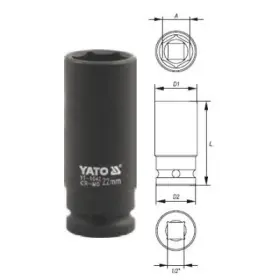 YATO - Rázový nadstavec šesťhraný dlhý 1/2" 13mm