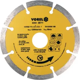 Vorel - Kotúč rezný diamantový Ø115x22.2x2.0mm segmentový