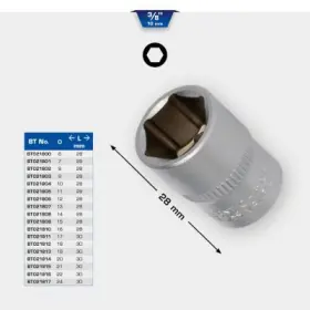 Brilliant - Nadstavec šesťhranný krátky 3/8" 13mm