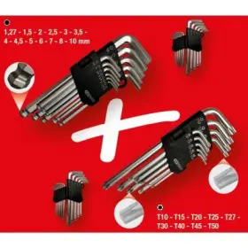 Ks Tools - Sada pravouhlých kľúčov Torx vnútorný šesťhran 22ks