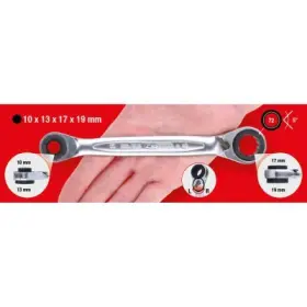 Ks Tools - Dvojitý račňový očkový kľúč GEARplus, 4v1, prepínateľný, 10x13x17x19mm
