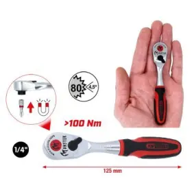 Ks Tools - Monster račňa s prepínacou páčkou 80 zubov 1/4" 125mm