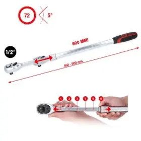 Ks Tools - Teleskopická obojstranná račňa, extra dlhá 1/2" 72zubov