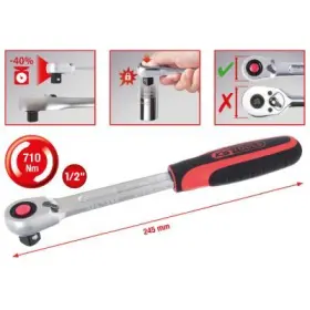 Ks Tools - Obojstranná račňa, 72 zubov 1/2"