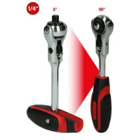 Ks Tools - Mini račňa s výkyvnou hlavou a T-rukoväťou 72zubov 1/4"