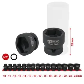 Ks Tools - súprava šesťhranných silových nástrčných orechov, extra krátkych, 15ks