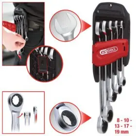 Ks Tools - Kľúč očkoplochý račňový 8-19mm 5ks