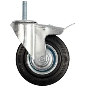 Vorel - Koliesko otočné s brzdou, gumové so skrutkou 40kg 75/22/97mm
