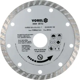 Vorel - Kotúč rezný diamantový Ø125x22.2x2.0mm turbo