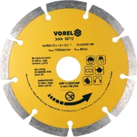 Vorel - Kotúč rezný diamantový Ø125x22.2x1.8mm segmentový